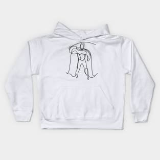 Minimalist line art Superhero Silhouette | Character 7 Kids Hoodie